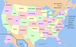 Landkarte der USA mit allen Bundesstaaten